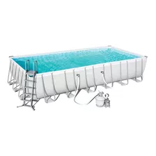 Piscina Estructural Rectangular Bestway 56475 Con Capacidad De 30045 Litros De 7.32m De Largo X 3.66m De Ancho Gris Claro Diseño Mosaico