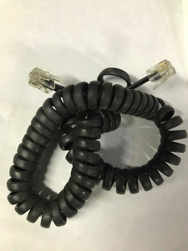 Cable Negro Auricular Espiral Telefono Rj9 Cordon Entorchado