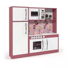 Cozinha Completa Infantil Brinquedo Mdf Diana Rosa/branco