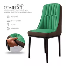 Cadeira De Jantar Moderna E Durável, Tipo De Assento Macio, Cor Da Estrutura Da Cadeira De Couro, Verde-marrom