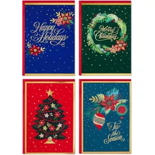 Tarjetas Navideñas 40pzs 4 Diseños 12x17cm + Sobres