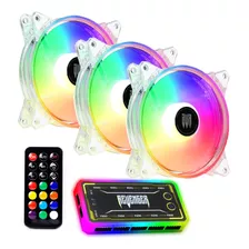 Kit 3 Fans Controladora Cooler Pc Gamer Rgb 120mm Ventoinha 