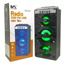Caixa De Som Bluetooth Com Led Portátil Radio Fm Usb Sem Fio