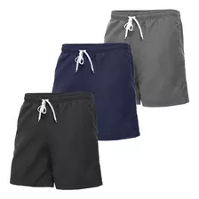 3 Bermudas Lisas Com Amarração Shorts Academia Treino Praia