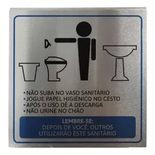 Placa Sinalização Banheiro Dê Descarga Alumínio 13x13cm