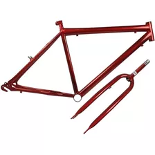 Quadro De Bicicleta Masculina Aro 26 + Garfo Vermelha