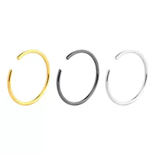 Kit 3 Piercing Aço Argola Nariz Masculino Feminino Dourado