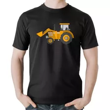 Camiseta Algodão Trator Pá Carregadeira Amarelo Masculina