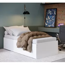 Cama Matrix 3 Em 1 Solteiro/casal/bicama Reversível Compacta Cor Branco