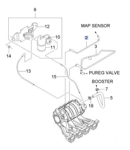 Manguera Vacio De Multiple A Sensor Map Aveo 1.6 2014 Foto 4