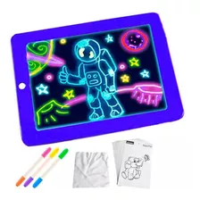 Lousa Mágica Neon Com Led Infantil Colorido Rgb Canetas