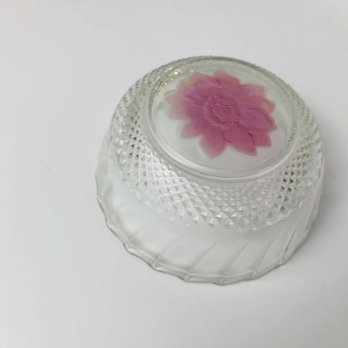 Jogo 6 Tigelas Vidro Flores Coloridas Vintage 12,5cm Branco 4