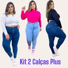 Kit 2 Calças Jeans Feminina Plus Size Premium Sal E Pimenta