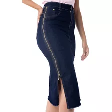 Saia Jeans Midi Evangélica Zíper Lateral Anagrom Ref.177