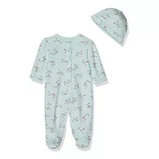 Little Me Baby-girls Floral Spray Footie Y Sombrero, Estampa