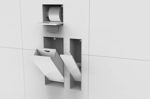 Kit Lixeira + Porta Escova + Spt Papel - Embutir Porcelanato Branco