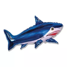 Balão Metalizado Tubarão Azul Kit Com 10 Unidades