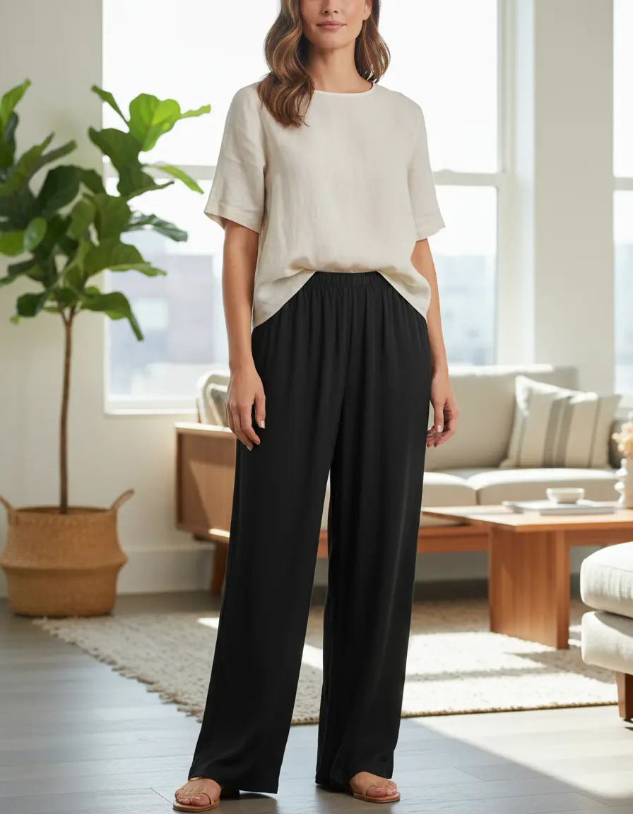 Pantalón Mujer Lino Spandex Hta T 16 Hermosos Talles Grandes