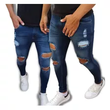 Calça Jeans Masculina Rasgada Premium Justa Destroyed 36ao46