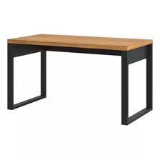 Mesa Escrivaninha Industrial 100% Mdf Freijó/preto Fosco Cor Freijó Preto Fosco