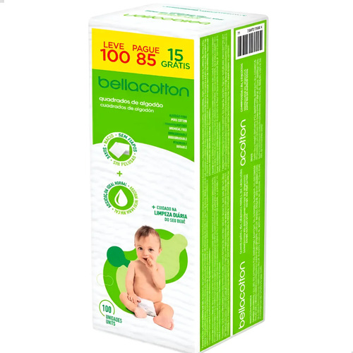 Lenço De Algodão Quadrado Descartável Bellacotton 100 Unid