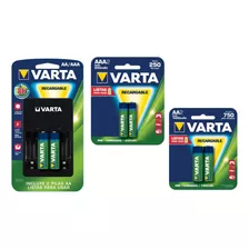 Combo Cargador 2 Pilas Aaa+ 2 Pilas Aa Recargables Varta 