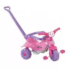 Triciclo Infantil C/ Haste E Aro De Proteção Pets Rosa