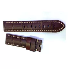 Pulseira Panerai Couro Crocodilo Marrom 22mm