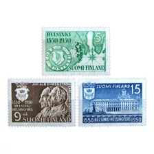 Finlandia, Serie Sc. 297-9 500 Años Helsinki 1950 Mint L6021