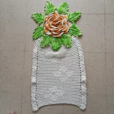 Trilho De Mesa De Crochê Com Detalhe De Flor Em Crochê 
