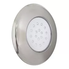 4 Luminária Piscina Led Ø125mm Cromada 18w Rgb +fonte St1079