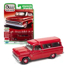 Miniatura Chevy Suburban 1966 Vermelha 1:64 - Auto World