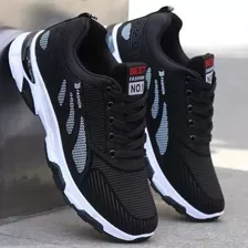 Tenis De Correr Impermeables De Cuero, Negro Para Caballero