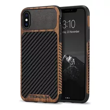 Funda Para iPhone XS Max, Madera/cuero/negro