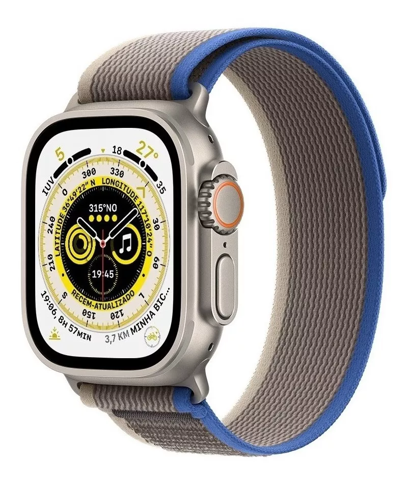 Apple Watch Ultra Gps + Cellular - Caixa De Titânio 49 Mm - Pulseira Loop Trail Azul/cinza - M/g