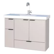 Mueble De Baño Orquidia Lavatorio Suspendido Con Bacha 80cm Mueble Beige