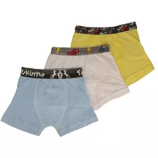 Kit Com 6 Unidades Cueca Infantil Boxer Lisa 100% Algodão 