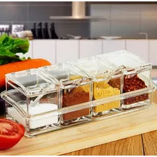 Especiero Dispensador De Cristal Para Condimentos Cocina Color Transparente