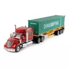 Miniatura Caminhão Lonestar Carreta Container 1:50 Masters Cor Vermelho