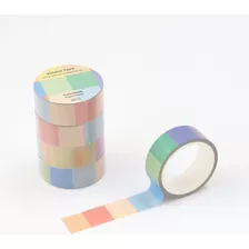 Cinta Washi Tape Happimess Colorblock Colores 15mm Monoblock