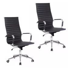 Silla De Escritorio X2 Oficina Ergonomica Sillon Ejecutivo Color Negro Material Del Tapizado Cuero Sintético