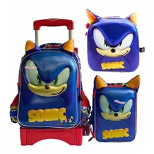 Sonic Kit Mochila Original Carro Kínder Lonchera Lapicera