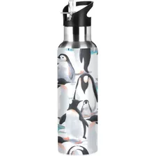 Penguin Ocean Polar Wildlife Botella De Agua Aislada Al...