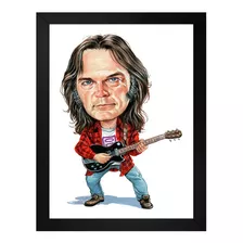 Quadro Neil Young Caricatura Tamanho 35x25 Com Vidro 