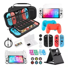 Kit De Accesorios Y Estuche Para Nintendo Switch Oled 33 Pzs