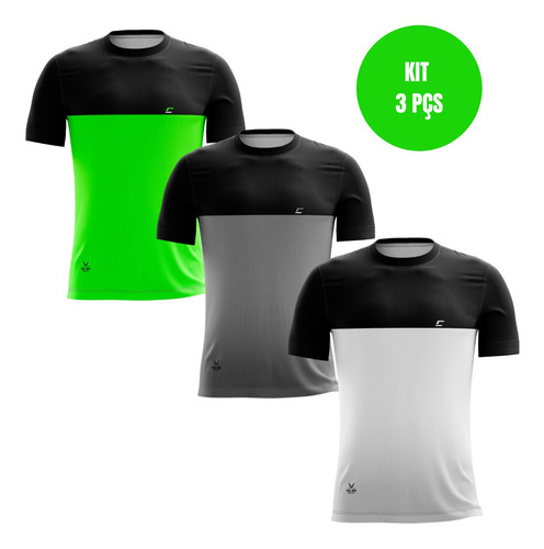 Kit Com 3 Camisetas Blusa Masculina Dry Fit Passeio Sports