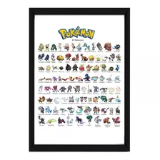 Pôster Quadro Todos Os Pokemons Oitava Geração Moldura A4