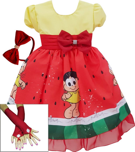 Vestido Magali Infantil Festa Luxo Com Tiara E Luvas