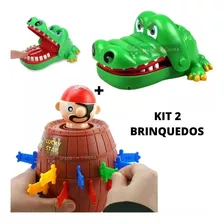 2 Brinquedos Jogo De Mesa Crocodilo Dentista + Pula Pirata