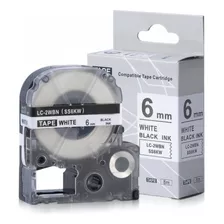 Cinta Laminada 6mm P/rotuladora Epson Lw 300 400 600 Ss6kw Color Fondo Negro- Letras Blancas